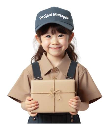 kid in delivery man uniform brings deliverables